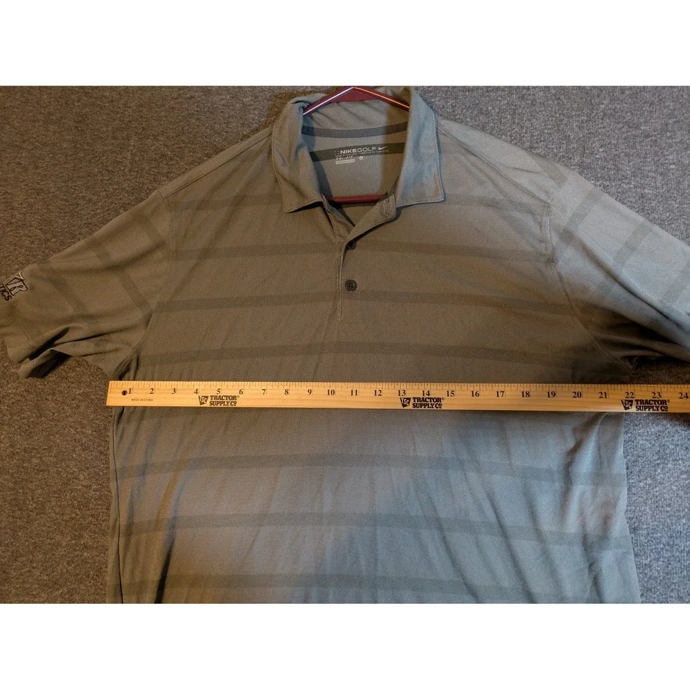 NIKE Shirt Men's Golf 1/4‎ Button  Dri-Fit Gray Striped Polo Golf Size L